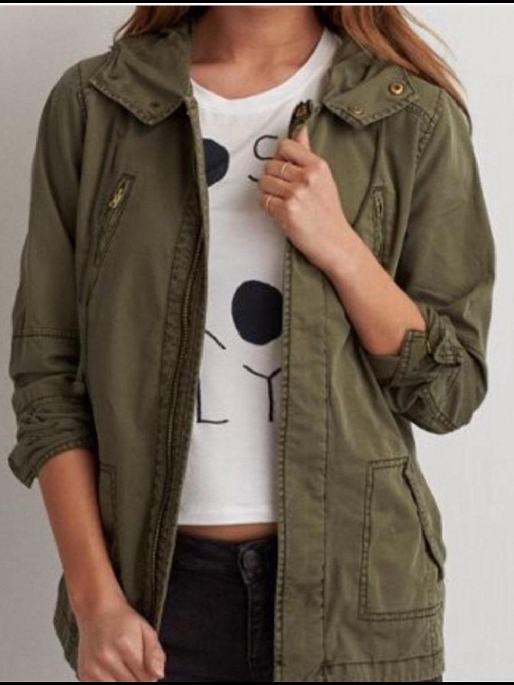 American Eagle Outfitters Olive Green Utility Jacket